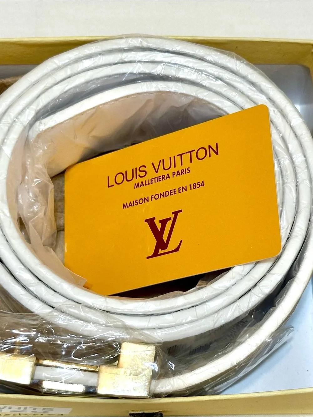 Louis Vuitton White Damier Azur Canvas Belt with Silver LV Buckle